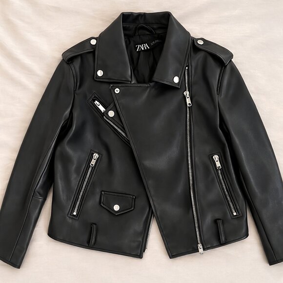 Zara Jackets & Blazers - Zara Faux Leather Biker Jacket Black XXL Moto Jacket